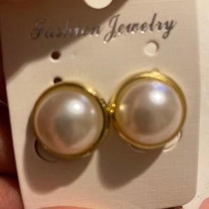 Clip on earrings silver pears gold